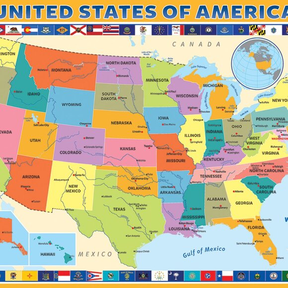 New sealed Eurographics 200pcs Puzzle-- Map of the USA - Picture 3 of 12